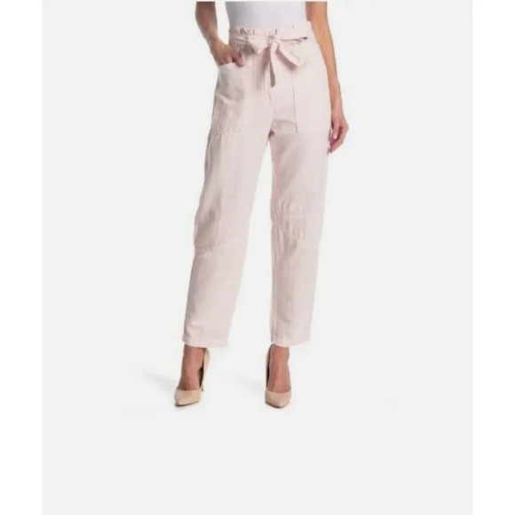 A.L.C. Coburn Tapered Paperbag High Waist Pants Linen Blend Morganite Pink 4 - Picture 2 of 16
